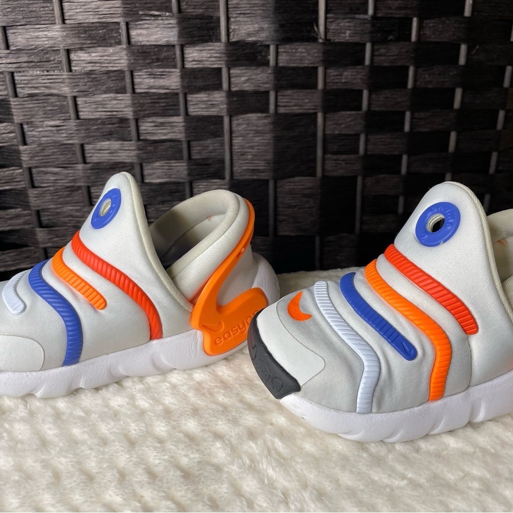 Nike Kids White Slip-On Sneakers with Orange & Blue Accents Toddler Size 6C - Picture 2 of 6